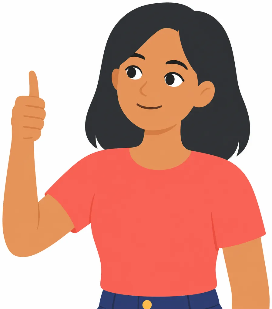 A young woman giving an enthusiastic thumbs up with a bright open expression, accepting.
